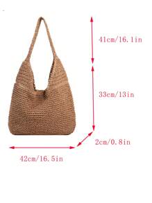 卡其色草編包度假 - 卡其色 - 查看 6