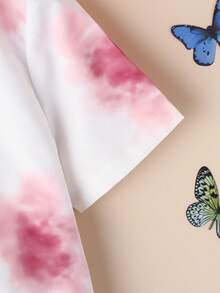 Girls Tie Dye Button Front Shirt - White - View 3