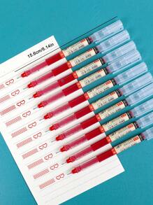 Nhanh khô Màu Đỏ Gel Lỏng Bút, Bút Bi Viết Nhật Ký, 10 cái/bộ Với Các Thẻ Ngẫu Nhiên - Đỏ - Xem 4