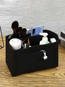 黑色多格織物托特內膽 - 黑色 - 查看 1