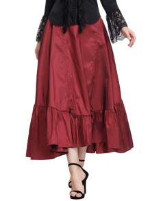 Scarlet Darkness Drawstring Ruched Ruffle Hem Skirt