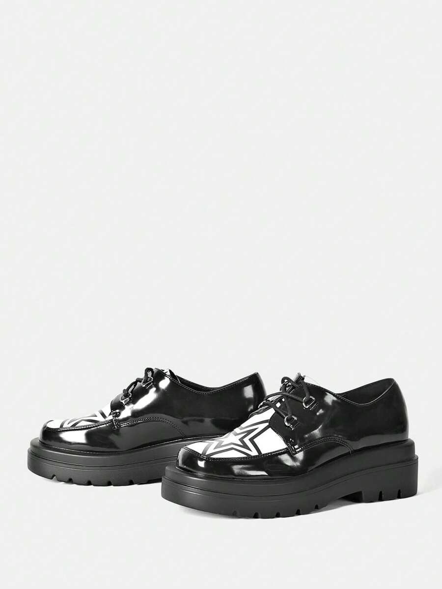 SheIn ICON NỮ Hình sao Hai âm Mặt trước thắt dây Giày dép , Thời trang Ngoài trời Giày oxford - Nhiều màu - Xem 1