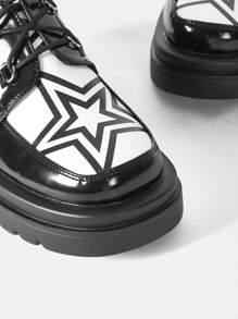 SheIn ICON NỮ Hình sao Hai âm Mặt trước thắt dây Giày dép , Thời trang Ngoài trời Giày oxford - Nhiều màu - Xem 4