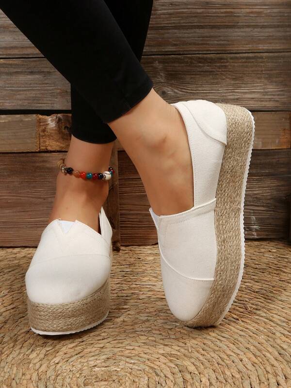 Women Slipon Espadrille Sole Flatform Shoes, Vacation Outdoor Flatform