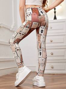 SHEIN 女孩卡通圖案緊身打底褲 - 彩色 - 查看 2