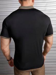 Manfinity NiteLyfe Men Contrast Trim Polo Shirt - Black - View 2