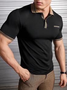 Manfinity NiteLyfe Men Contrast Trim Polo Shirt - Black - View 6