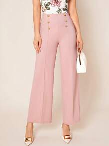 SHEIN Clasi 紐扣細節直筒褲