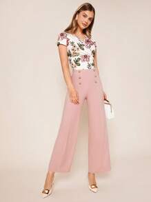 SHEIN Clasi 紐扣細節直筒褲