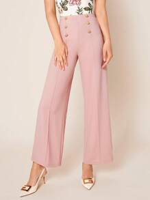 SHEIN Clasi 紐扣細節直筒褲