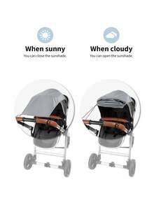 1pc Stroller Sun Shade And Blackout Cover, Stops 99% Of Sun Rays (UPF50+) - Grey - View 9