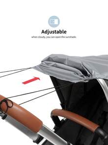 1pc Stroller Sun Shade And Blackout Cover, Stops 99% Of Sun Rays (UPF50+) - Grey - View 10