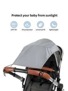 1pc Stroller Sun Shade And Blackout Cover, Stops 99% Of Sun Rays (UPF50+) - Grey - View 5