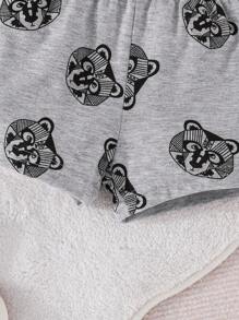 Đứa bé trai In Động vật Áo thun & quần đùi - Xám - Xem 7