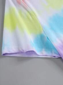 SHEIN LUNE Tie Dye Round Neck Tee Graphic Tees Women Tops