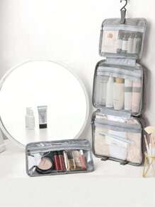 Large Hanging Hook Toiletry Bag Waterproof Folding Handbag Travel Makeup Cosmetic Razor Storage Bag - Grey - View 2