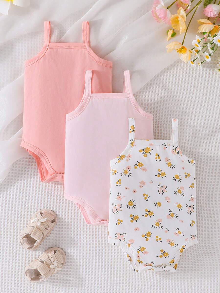 Baby 2 Stücke Cami Body mit & 1 Stück Blümchen Muster, Cami Body mit