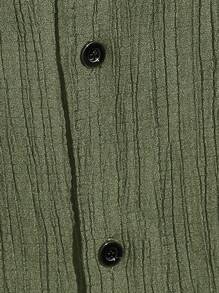 Manfinity Homme Nam Rắn lỏng lẻo Màu sắc Nút Lên Cổ áo Áo sơ mi - xanh quân đội - Xem 4