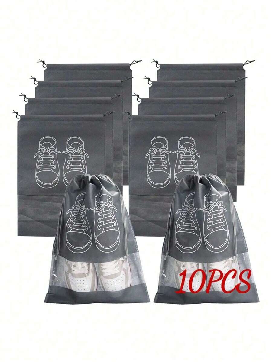 10入組鞋袋衣櫃袋無紡布旅行袋套裝鞋子收納袋旅行便攜袋防水口袋鞋收納袋鞋收納學校用品學生大學宿舍學習用品