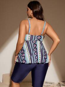 SHEIN Swim Curve 大码几何印花分体泳衣夏季海滩 - 彩色 - 查看 2