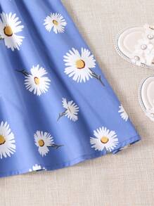 SHEIN Tween Girl Floral Print Belted Cami Dress - Blue - View 4