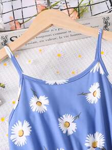 SHEIN Tween Girl Floral Print Belted Cami Dress - Blue - View 5