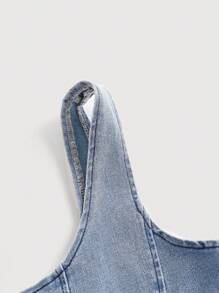 SHEIN MOD Top tank de cuello cuadrado bajo hanky mezclilla - Lavado ligero - Ver 3