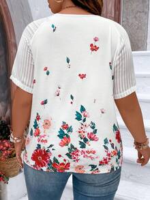 SHEIN LUNE 大碼印花插肩袖T恤 - 白色 - 查看 2