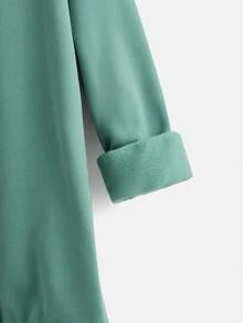 SHEIN EZwear Letter Embroidery Drop Shoulder Thermal Sweatshirt - Mint Green - View 5