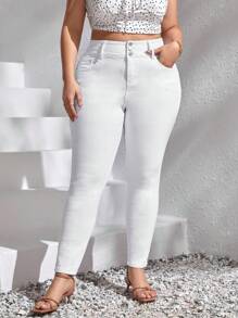 SHEIN Frenchy Plus High Waist Skinny Jeans