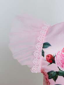 SHEIN Bebé Vestido con estampado floral ribete con fruncido - Multicolor - Ver 3