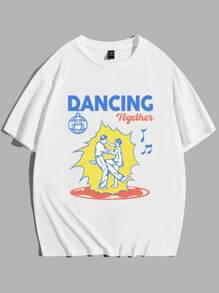 Heizuyui Manfinity Hypemode 男士棉人物和字母圖案T恤 - 白色 - 查看 1