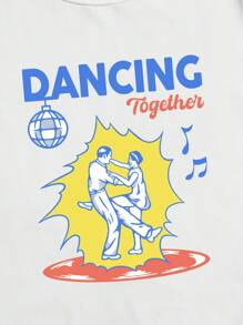 Heizuyui Manfinity Hypemode 男士棉人物和字母圖案T恤 - 白色 - 查看 2