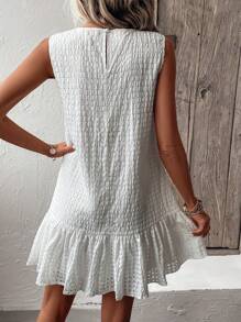 SHEIN LUNE Đầm Viên lá sen màu trơn Dễ thương - trắng - Xem 2