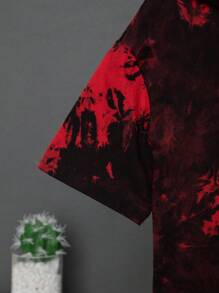 SHEIN Tween Boy Tie Dye Hooded Tee & Shorts Without Necklace
