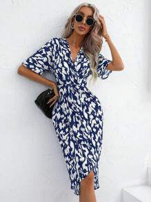 SHEIN Clasi Đầm Trọn gói Tất cả trên in Giải trí - Màu xanh hải quân - Xem 1