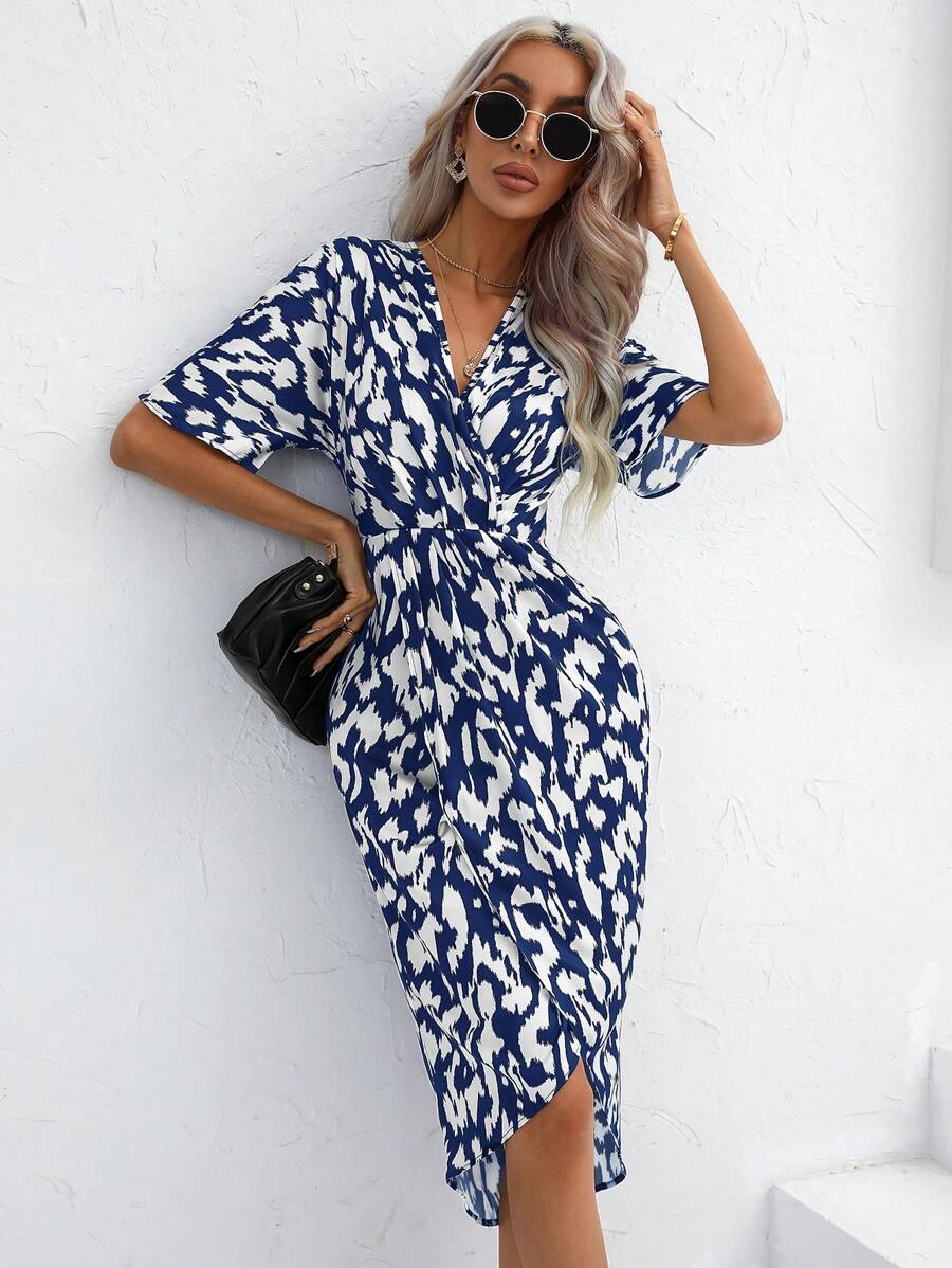 SHEIN Clasi Đầm Trọn gói Tất cả trên in Giải trí - Màu xanh hải quân - Xem 1