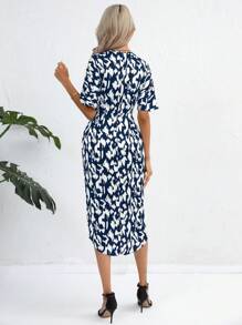 SHEIN Clasi Đầm Trọn gói Tất cả trên in Giải trí - Màu xanh hải quân - Xem 2