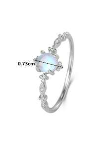 1入組時尚石頭裝飾銀戒指適合女士適用於禮品 - 銀色 - 查看 5