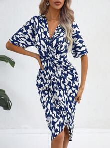 SHEIN Clasi Đầm Trọn gói Tất cả trên in Giải trí - Màu xanh hải quân - Xem 4