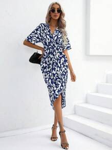 SHEIN Clasi Đầm Trọn gói Tất cả trên in Giải trí - Màu xanh hải quân - Xem 5