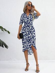 SHEIN Clasi Đầm Trọn gói Tất cả trên in Giải trí - Màu xanh hải quân - Xem 6