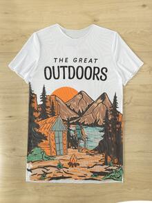 Tree & Slogan Graphic Cover Up Dress - White - View 4