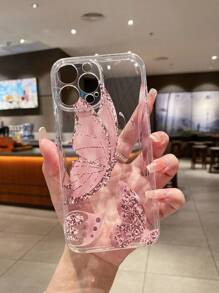 Ốp điện thoại trong suốt in hình con bướm màu hồng tương thích với Apple IPhone 15/15Plus/15Pro/15Promax - Nhiều màu - Xem 3