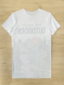 Tree & Slogan Graphic Cover Up Dress - White - View 5