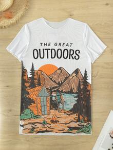 Tree & Slogan Graphic Cover Up Dress - White - View 6