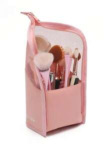 女士立式化妆刷收纳包，大容量便携式立式化妆刷架化妆包化妆包化妆品收纳盒化妆品收纳 - 粉色 - 查看 3