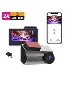 1 pieza pulgada 2K lente dual con Wifi delantero con cámara trasera - Negro - Ver 1