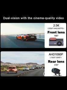 1 pieza pulgada 2K lente dual con Wifi delantero con cámara trasera - Negro - Ver 3