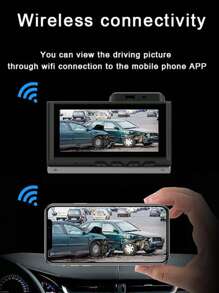 1 pieza pulgada 2K lente dual con Wifi delantero con cámara trasera - Negro - Ver 4